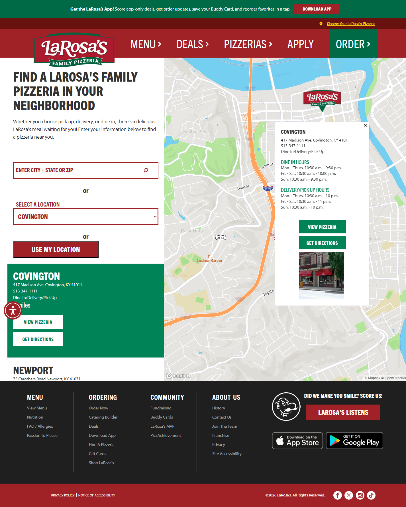 The LaRosa's website