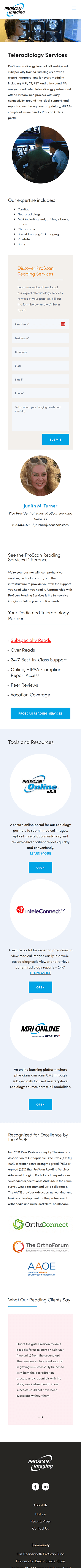 A mockup of a final Proscan content page design.